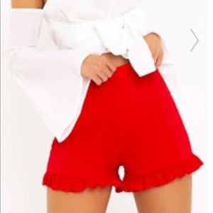 red frill shorts